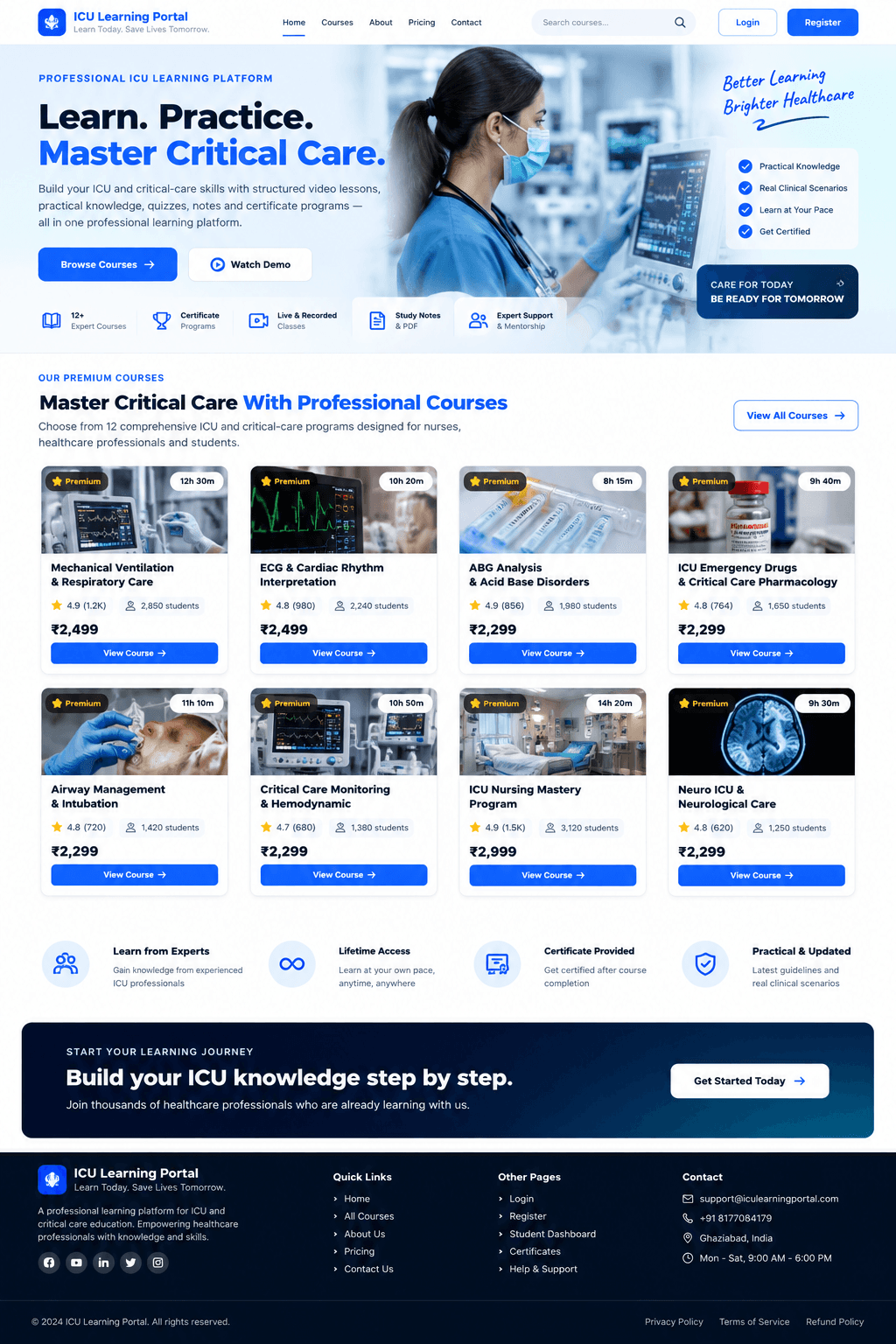 ICU Learning Portal professional online learning platform